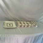 Vintage Ceramic Serving Set Tray   16 Cups Floral Design Tea Party