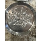 Vintage Hand Wrought Aluminum Rose Coasters Set Of 6 Embossed Floral 3 Inch