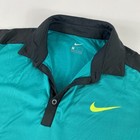 Nike Polo Shirt Mens Medium Teal Black Yellow Tennis Golf Recycled 644788-351
