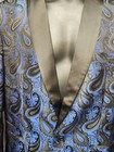 Coofandy Men   s Medium Blue Paisley Black Tuxedo Shawl Lapel 