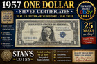 Lot Of 15 1957  1 Silver Certificates Blue Seal One Dollar Bills Us Currency B08