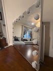 Lighted Rectangular Hollywood Vanity Makeup Mirror  Silver white  Tabletop