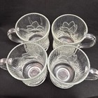 Vintage Glcoloc Crocus Glass Floral Mug Coffee Tea Cup Set Of 4