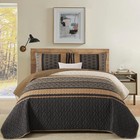 Dinjoy King Size Quilt Set Boho Soft 3 Pieces Striped Bedspreads Quilts Brown Be