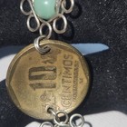 Vintage Peru Coin Bracelet 10 Centimos 2005 2013 Green Bead Artisan Boho Jewelry