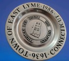 1636-1986 Pewter 6  Plate 250th Year East Lyme Town Niantic Ct Thomas Lee House