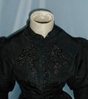 Gothic Antique Dress Bodice Victorian 1890 Beaded Black Silk