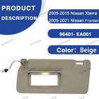 05-15 Nissan Xterra 05-21 Frontier Left Driver W  Light Sun Visor 96401- Ea001