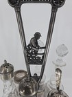 Victorian 1800s Meriden B  Company Silver Plate 6 Condiment Caddy - Farmer Child