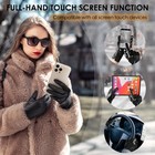 Leather Gloves For Women - Womens Black Leather Winter Gloves  Warm Fleece Li   
