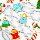 6-piece Steel Christmas Cookie Cutter Set     Gingerbread  Snowflake  Tree   More