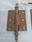 Beautiful Pair Set 2 Antique Original Victorian Ornate Cast Iron Door Hinges