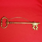 Vintage Brass Skeleton Key Wall Hanging 5 Key Holder Hook Rack