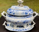 Hicks   Meigh Antique Real Stone China Chinoiserie Soup Tureen Underplate C1815