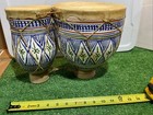 Vintage Tbilat Moroccan Pottery Bongo Drums Goatskin Covered  Please View Pics 
