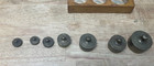 Apothecary Brass Balance Scale Weights Vintage W  Wooden Block - Missing 1 Pc