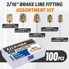 100pcs 3 16  Brake Line Fittings Assortment Kit 3 8 Inch-24 Threads Nuts And 