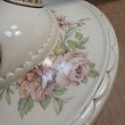 Vintage Porcelain 1940   s 3 Bulb Flush Ceiling Light Fixture Roses