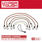 Hyper Tough Assorted Bungee Cord Set  12-count  Sizes From 36in To 8in