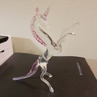 Vintage Hand Blown Art Glass Unicorn Horse Figurine   Ornament Clear purple 6 5 