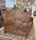 French Antique Carved Walnut Louis Xv Queen Size Bed   Nightstand