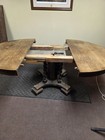 Antique Oak Dining Table  Early 1900 s has 5 Handmade Leaves   5 Matching Chairs