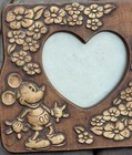 Mickey Mouse Minnie Picture Frame 5593 Walt Disneyland Wood Look Ceramic Vintage