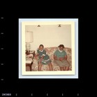 Old Vintage Square Color Photo Pair Duo Black African American Girls Couch Pic