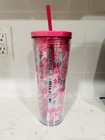2025 Starbucks X Roller Rabbit Holiday Clear Tumbler Cup Pink Monkeys Limited Ed