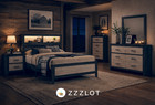 New Queen King 5pc Brown Gray Bookcase Bedroom Set Headboard Lighting B d m n c