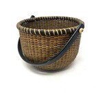 Vintage Nantucket Lightship Style Handwoven Basket W swing Handle