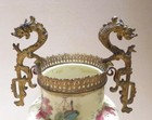Antique 19th C  French Ormolu Dragon Handles Porcelain Vase 16 