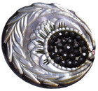 19th C  Antique Carved Pearl Shell Button Birds Eye Design Nice 1 3 16