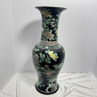 A Rare Chinese Famille Noire Vase Baluster Body And Trumpet-shaped Neck Floral