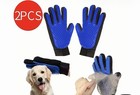 Pair Of Blue Pet Grooming Glove With Silicone Tips  Adjustable Strap  For Cats