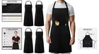 4 Pack Stylish Cotton Aprons With Adjustable Straps   2 Easy-access Pockets