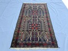 1960s Antique Afghan Baluchi Rug 3x5 Blue Handmade Persian Style Oriental Carpet