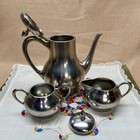 Pewter Coffee Service Set By Metwa Holland Includes Coffee Pot  Sugar And Creame
