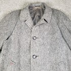 Vintage 1950s Harris Tweed Overcoat Mens 40 Gray Herringbone Wool Union Made