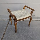 Antique French Edwardian Victorian Carved Wood Piano Vanity Stool Bench Art Deco
