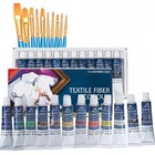 Permanent 12 Colors Fabric Paint Set For Clothes With 10 Pces Brush
