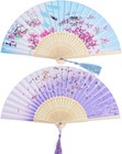 2-piece Portable Bamboo   Silk Handheld Fans - Perfect For Dancing   Photography