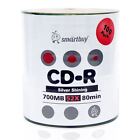 500 Pack Smartbuy Cd-r 52x 700mb Shiny Silver Blank Record Disc Priority Mail