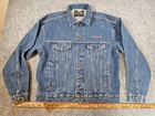 Red Dog Beer Vintage Denim Jean Jacket Mens Large Embroidered Patch Butterfield