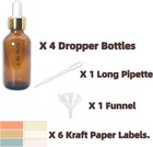 4 Pack Amber Glass Dropper Bottles 2 Oz  60 Ml Glass Bottles With Measured Dropp