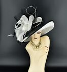 M22020 white Black kentucky Derby Church Wedding Wide Brim Sinamay Dress Hat