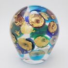 Murano Glass Sculpture Large Paperweight 5  Tall Gold Fleck Controlled Bubbles 