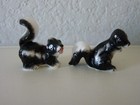 Vintage Miniature Skunk Family Figures Figurines Set Of  4  Glossy Finish