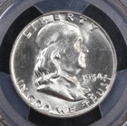 1954 D Half Dollars Franklin Pcgs Ms-65 Fbl