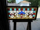   Antique Stained Glass Transom Window Colorful 44 X 20   Architectural Salvage